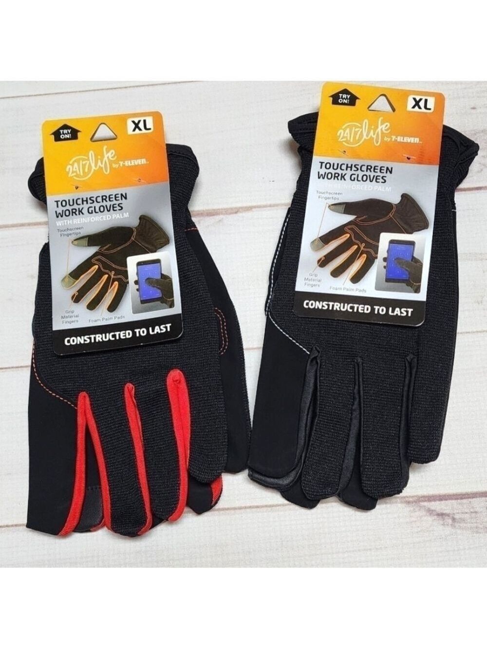 24/7 Life Two Pair of Touchsceen Work Gloves Size XL - New With Tags